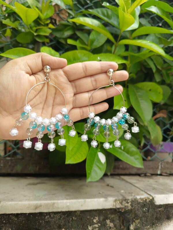 Latest Crystal Pearl Hoop Earring for girls - Image 2