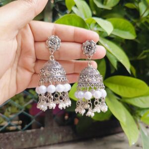 Handmade Pearl Jhumka Earrings for traditional