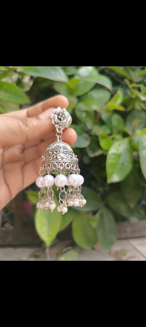 Handmade Pearl Jhumka Earrings for traditional - Image 4