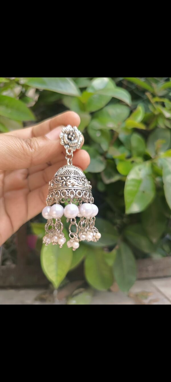 Handmade Pearl Jhumka Earrings for traditional - Image 4