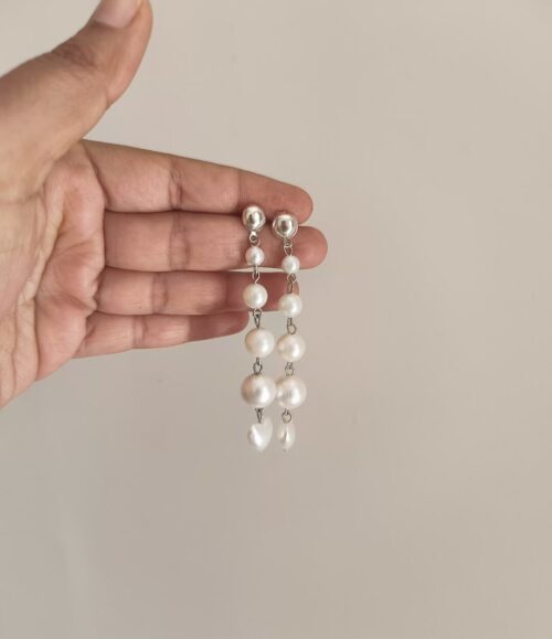 Multi layer Pearl earrings of  different size - Image 2