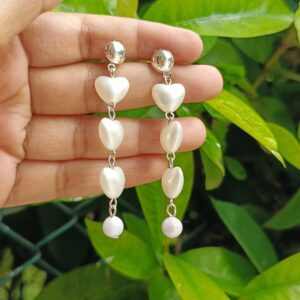 Heart Pearl Layer Earrings with stud