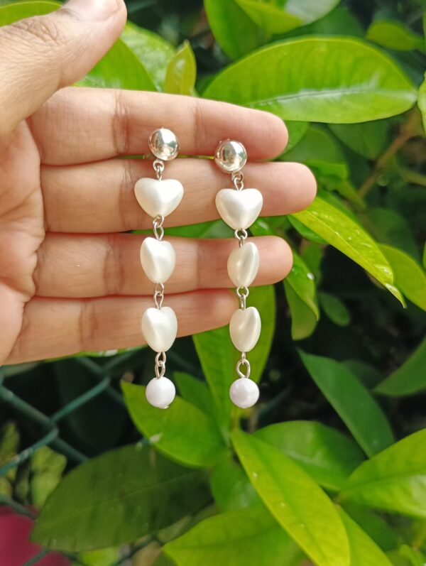 Heart Pearl Layer Earrings with stud