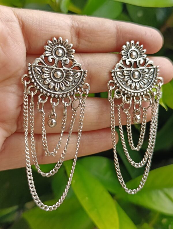 Multi-Layered Stud Earrings for kurta or saree - Image 3