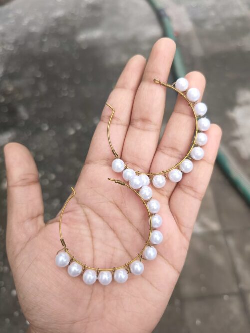 Trending Beautiful Pearl Hoop Earring - Image 2