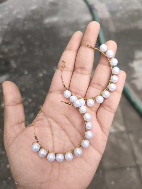 Trending Beautiful Pearl Hoop Earring - Image 2