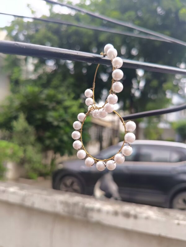Trending Beautiful Pearl Hoop Earring - Image 3