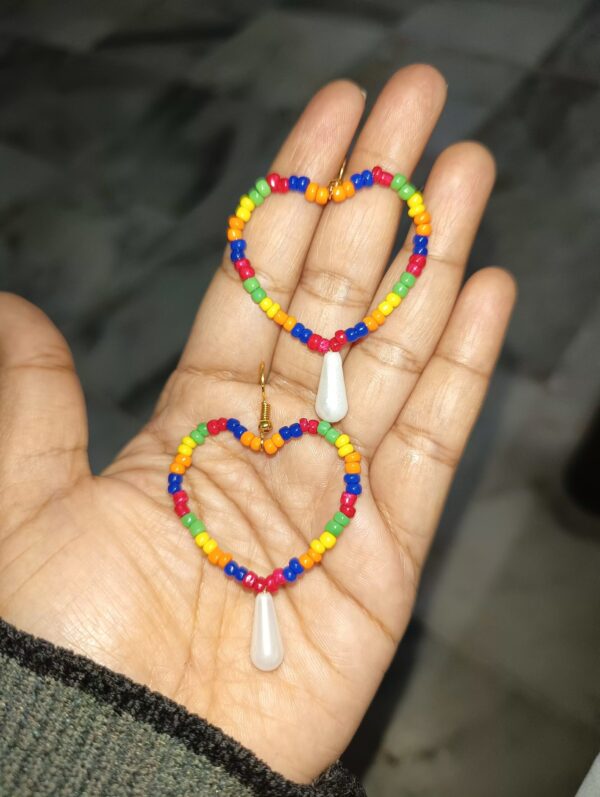 Latest Heart Pearl earring for girls - Image 2