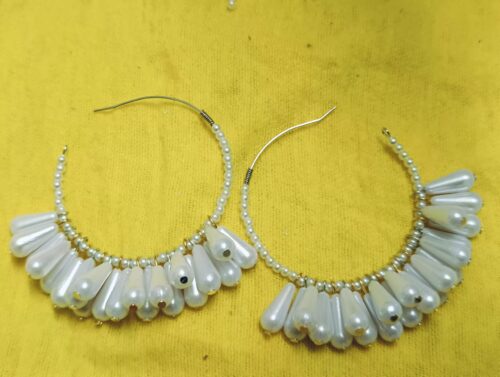 Long multi pearl hoop earring for girls - Image 2