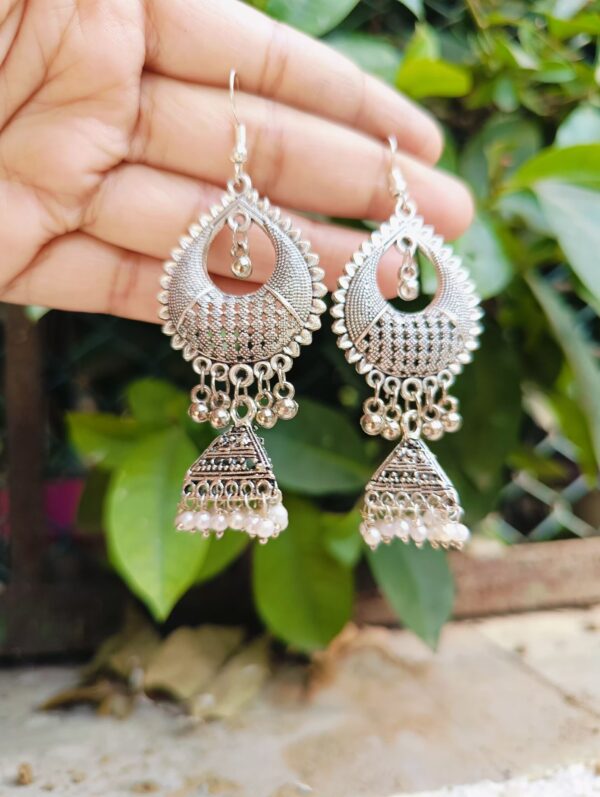 Metal Triangle Jhumka with White Pearl