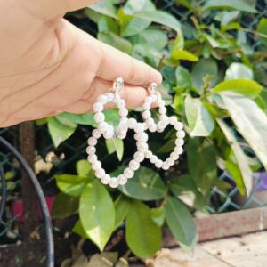 Heart and round shape pearl earring