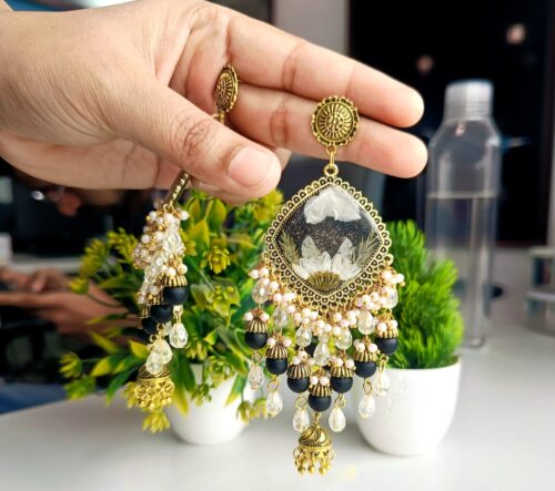 black resin jhumka by kiabhaa
